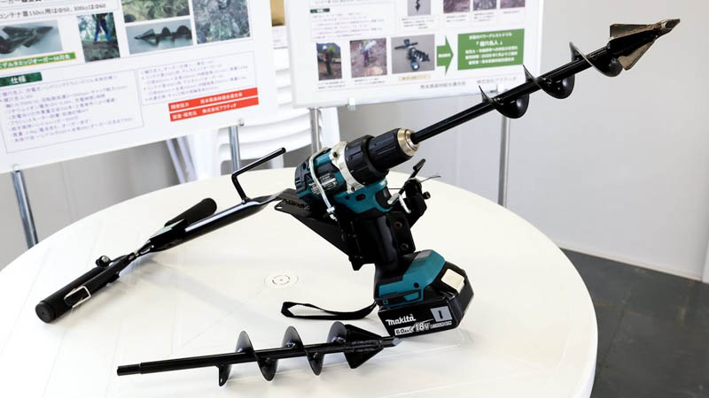 【商品紹介】コンテナ苗植裁用パワーアシストドリル 植穴名人【建機レンタル アクティオ】